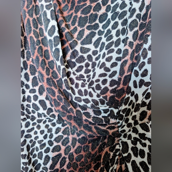 90s Vintage Tadashi Leopard Metallic Ruched Evening Dress Made In USA S - Picture 4 of 5